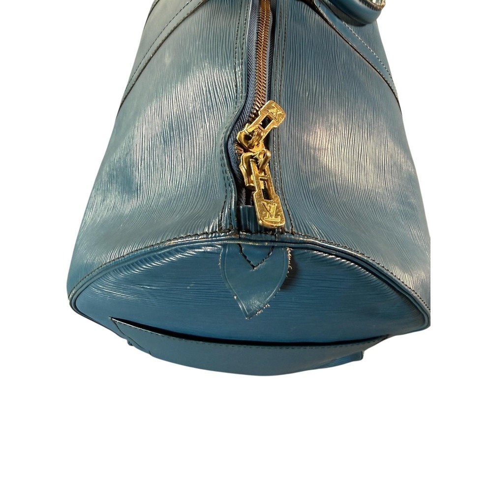Vintage Louis‎ Vuitton Epi Blue Keepall Travel Duffle Bag Made In France Logo 50 - Picture 7 of 11